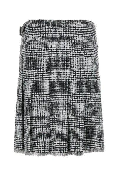Shop Burberry Woman Embroidered Houndstooth Skirt In Multicolor