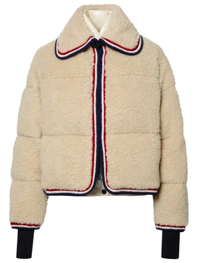 Shop Moncler Grenoble Woman 'eterlou' Ivory Wool Blend Jacket In Cream