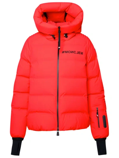 Shop Moncler Grenoble Woman  Grenoble 'suisses' Red Technical Poplin Down Jacket