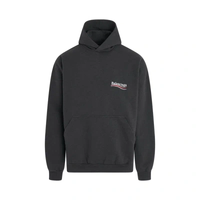 Shop Balenciaga Large Fit Embroidered Logo Hoodie