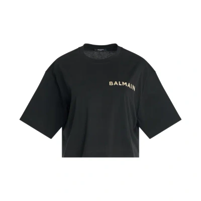 Shop Balmain Laminated Crop T-shirt
