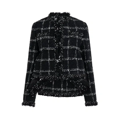 Shop Sacai Ruched Tweed Jacket