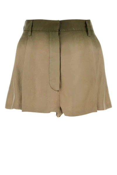 Shop Prada Woman Sage Green Silk Shorts
