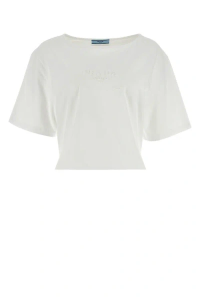 Shop Prada Woman White Cotton T-shirt