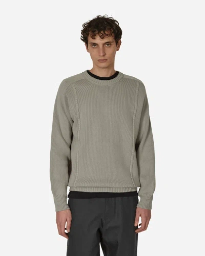 Shop Gr10k Embossed Crewneck Knit Sweater Pale In Grey