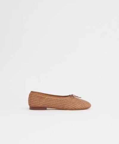 Shop Mansur Gavriel Raffia Dream Ballerina In Caramel Raffia