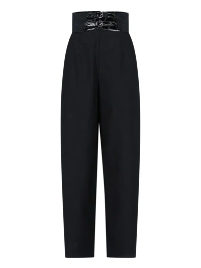 Shop Alaïa High-waisted Belted Trousers In Black