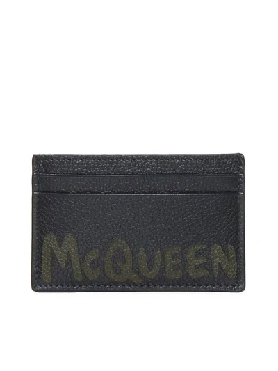 Shop Alexander Mcqueen Logo Leather Credit Card Case In Black