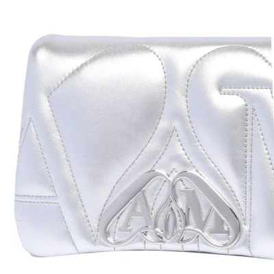 Shop Alexander Mcqueen Seal Leather Shoulder Bag In Silver