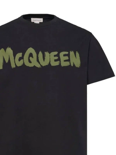 Shop Alexander Mcqueen "mcqueen Graffiti" T-shirt In Black
