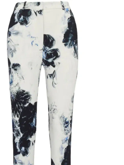 Shop Alexander Mcqueen Printed Cady Trousers In Blue