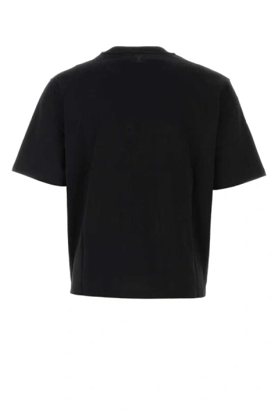 Shop Ami Alexandre Mattiussi Ami Paris Logo Organic Cotton T-shirt In Black