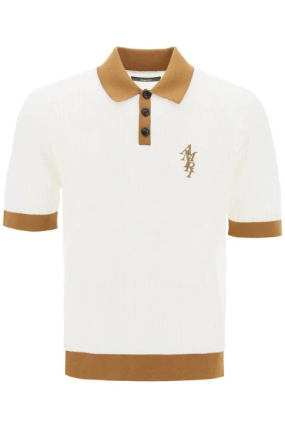Shop Amiri Polo Shirt With Contrasting Edges And Embroidered Logo In Multicolor