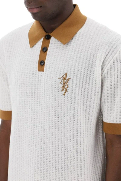 Shop Amiri Polo Shirt With Contrasting Edges And Embroidered Logo In Multicolor
