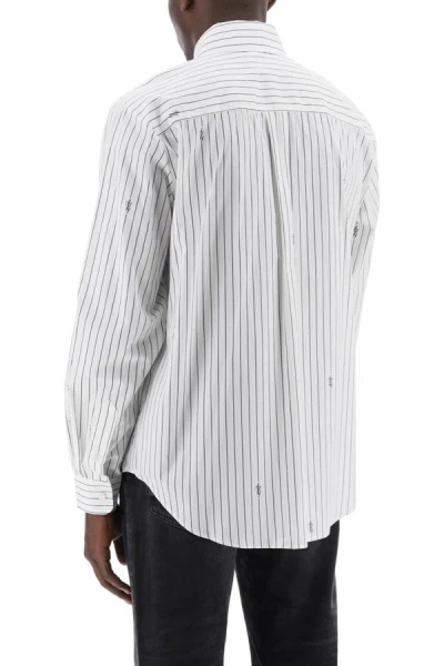 Shop Amiri Striped Shirt With Staggered Logo In Multicolor