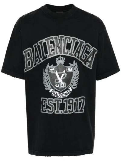 Shop Balenciaga Diy College T-shirt In Black