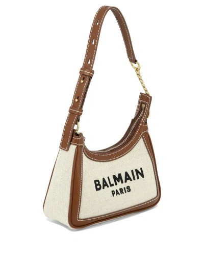 Shop Balmain "b-army" Shoulder Bag In Naturel/marron