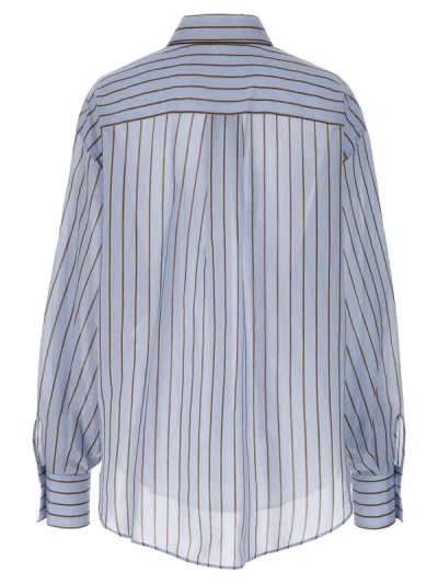 Shop Brunello Cucinelli Striped Shirt In Clear Blue