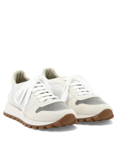 Shop Brunello Cucinelli Suede And Nylon Sneakers In White