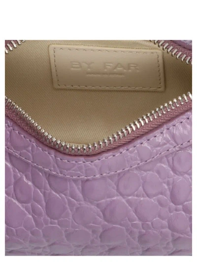 Shop By Far Mini Soho Croco Embossed Leather Shoulder Bag In Purple