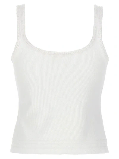 Shop Chloé Ribbed Cotton Tank Top In White