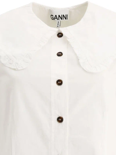 Shop Ganni Poplin Blouse In White