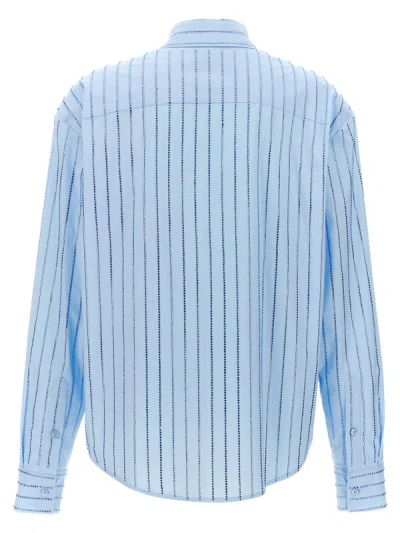 Shop Giuseppe Di Morabito Rhinestone Striped Shirt In Clear Blue