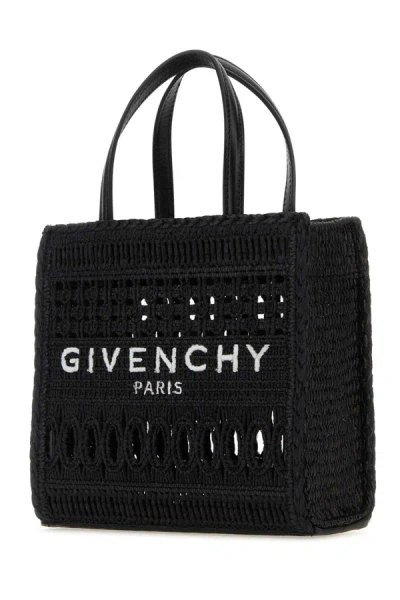 Shop Givenchy Braided Raffia Mini G-tote Bag In Black