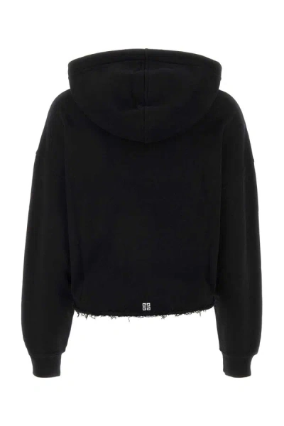 Shop Givenchy Logo Cotton Cropped Hoodie In Black