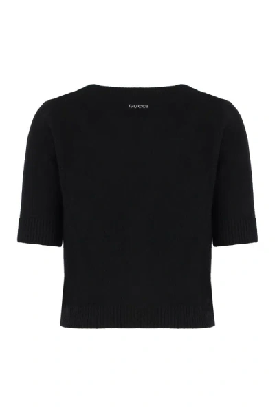 Shop Gucci V-necked Cashmere Cardigan In Black