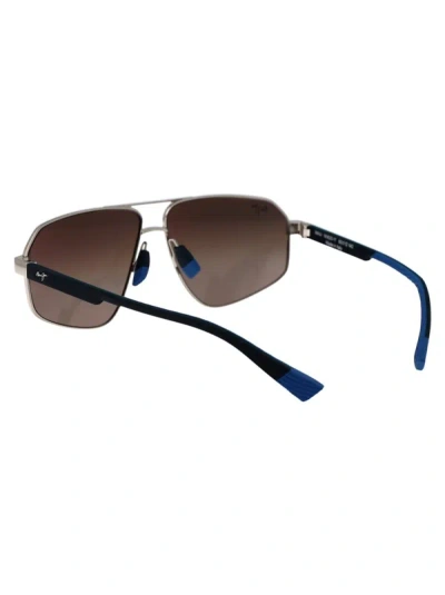 Shop Maui Jim Sunglasses In 17 Blue/silver Keawawa Silver W/ Dark Blue