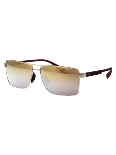 Shop Maui Jim Sunglasses In 16 Gold/silver Piha Shiny Gold W/ Burgundy