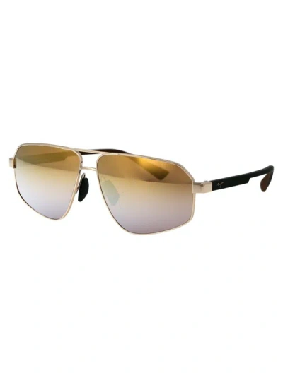 Shop Maui Jim Sunglasses In 16 Gold/silver Kewawa Shiny Gold W/green