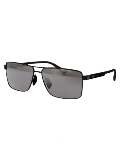 Shop Maui Jim Sunglasses In 02 Silver/black Piha Shiny Gunmetal W/black