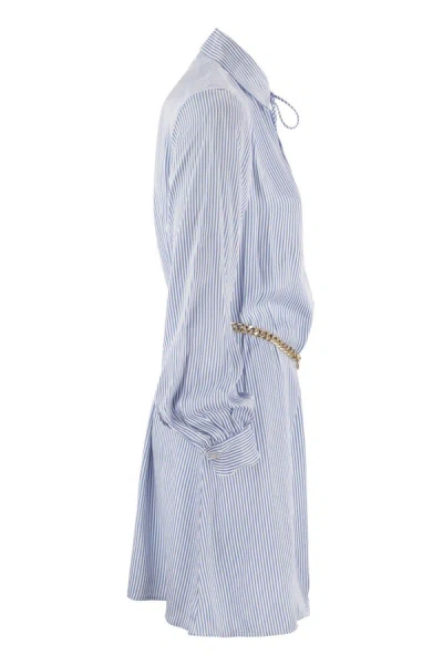 Shop Michael Michael Kors Michael Kors Chain Short Shirtdress In Clear Blue