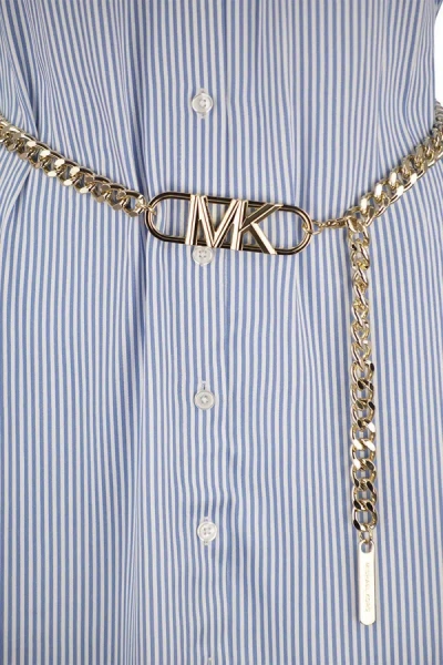Shop Michael Michael Kors Michael Kors Chain Short Shirtdress In Clear Blue