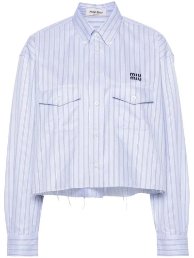 Shop Miu Miu Striped Shirt In Blue