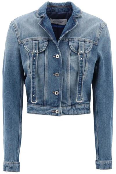Shop Off-white Denim Jacket With Harness Details In Blue
