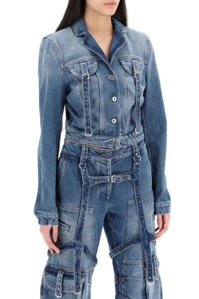 Shop Off-white Denim Jacket With Harness Details In Blue