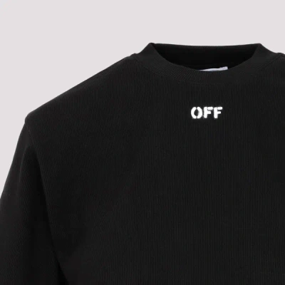 Shop Off-white Logo-print Cropped Cotton T-shirt In Black White