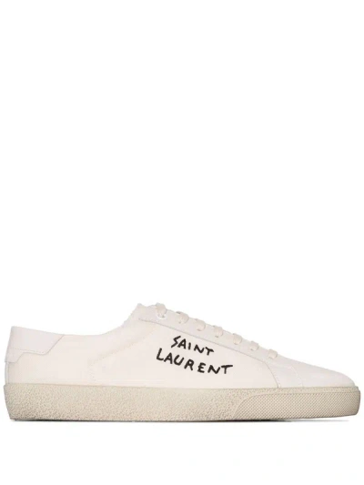 Shop Saint Laurent Court Sl/06 Canvas Sneakers In White