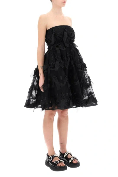 Shop Simone Rocha Tulle Dress With Bows And Embroidery. In Black