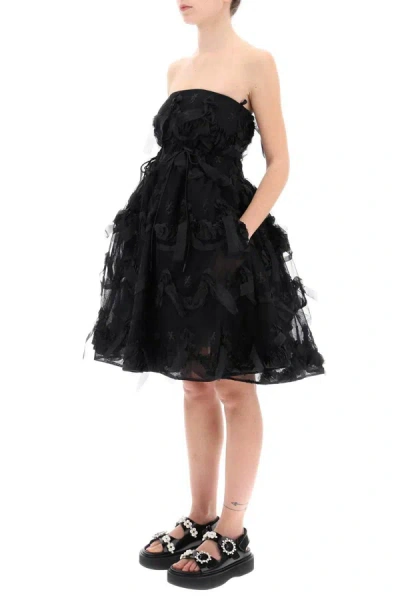 Shop Simone Rocha Tulle Dress With Bows And Embroidery. In Black