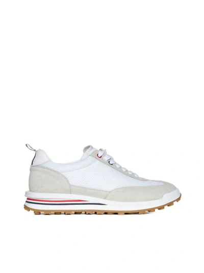 Shop Thom Browne White Leather Sneakers