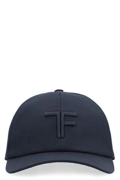 Shop Tom Ford Logo Embroidery Baseball Cap In Blue