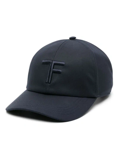 Shop Tom Ford Logo Embroidery Baseball Cap In Blue