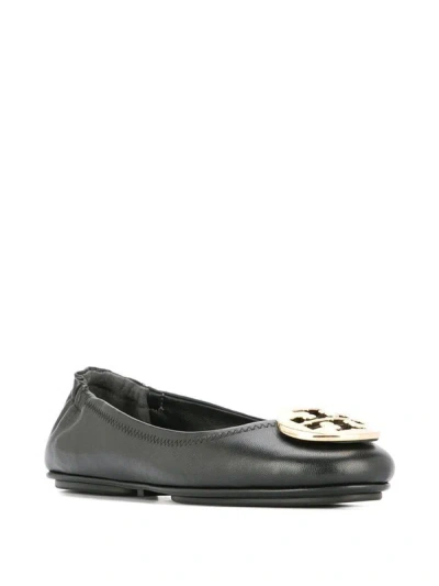 Shop Tory Burch Minnie Leather Ballet Flats In Black