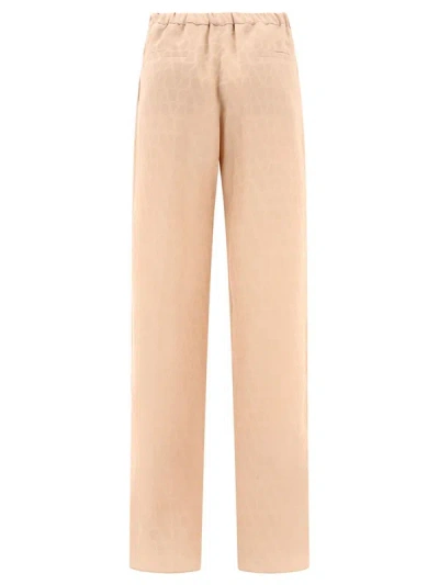 Shop Valentino "toile Iconographe" Silk Trousers In Pink
