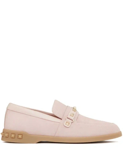 Shop Valentino Garavani Leisure Flows Leather Loafers In Pink
