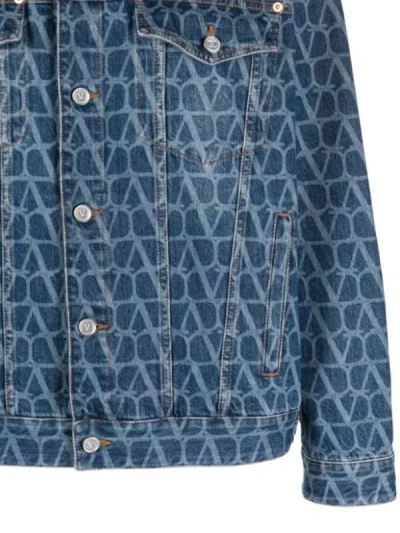 Shop Valentino Jackets In Medium Blue Denim